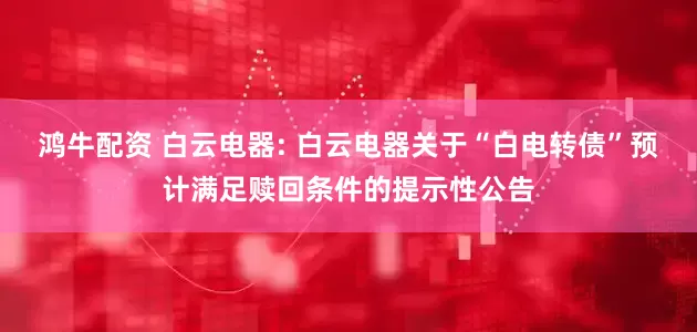 鸿牛配资 白云电器: 白云电器关于“白电转债”预计满足赎回条件的提示性公告